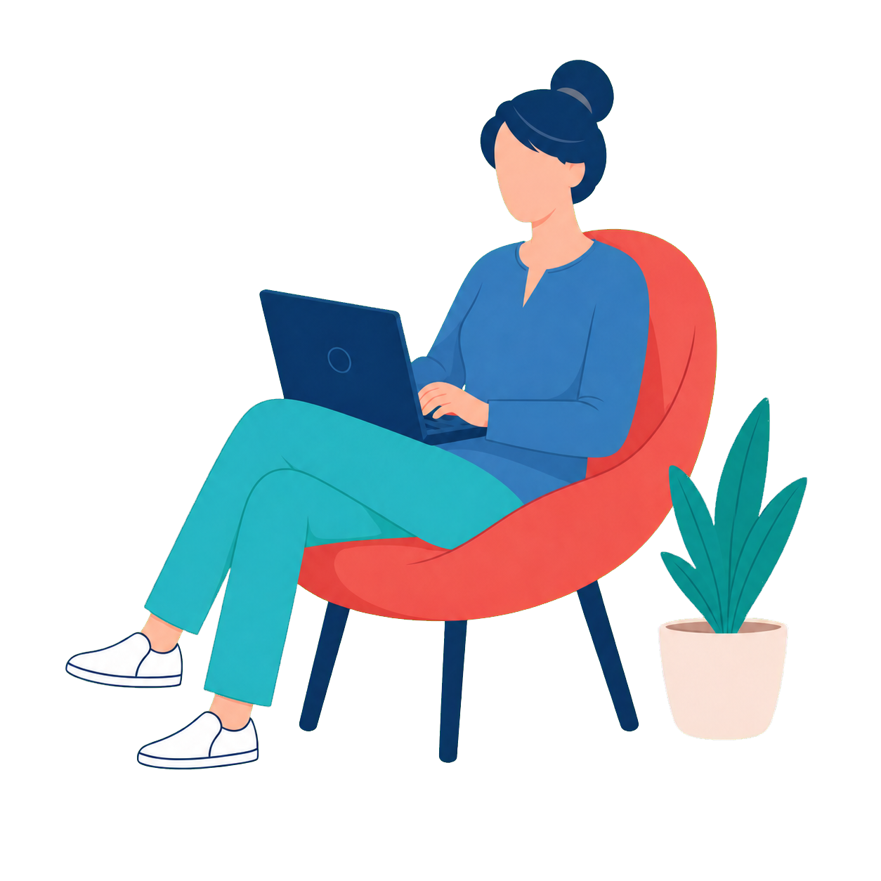 Ilustración de una madre con su portátil