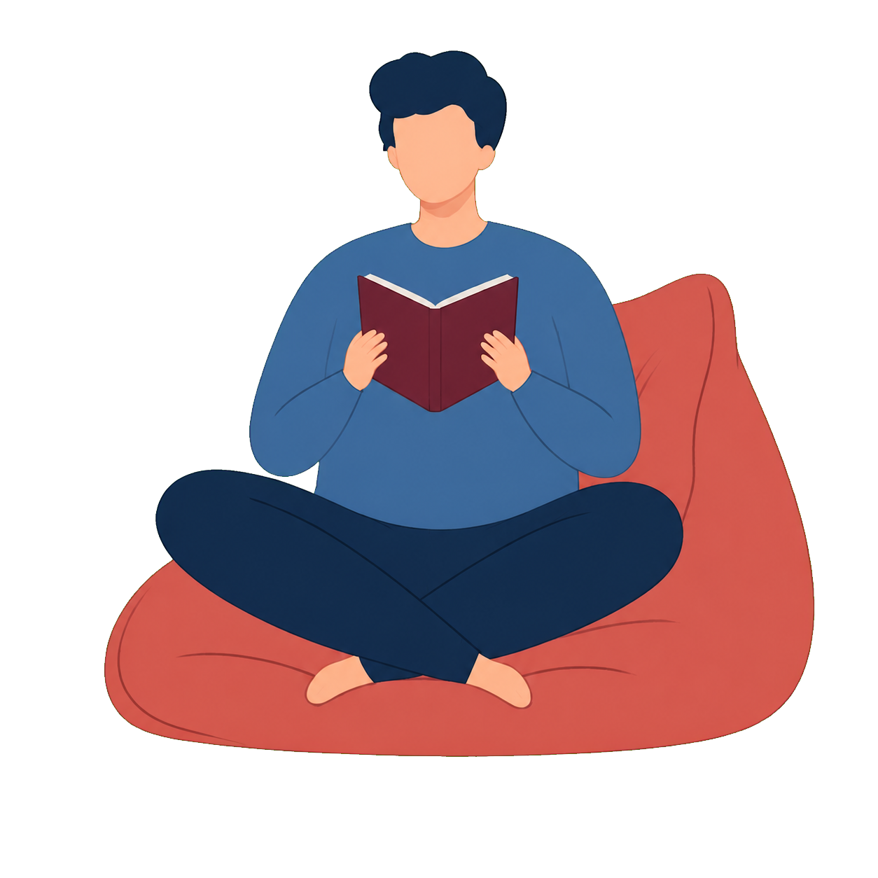 Ilustración de un adolescente leyendo un libro